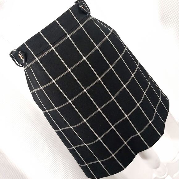 LOFT! ADORABLE BLACK AND WHITE PLAID SKIRT, DOUBLE WAIST "BELT" DETAIL! SZ 6 - Picture 8 of 8